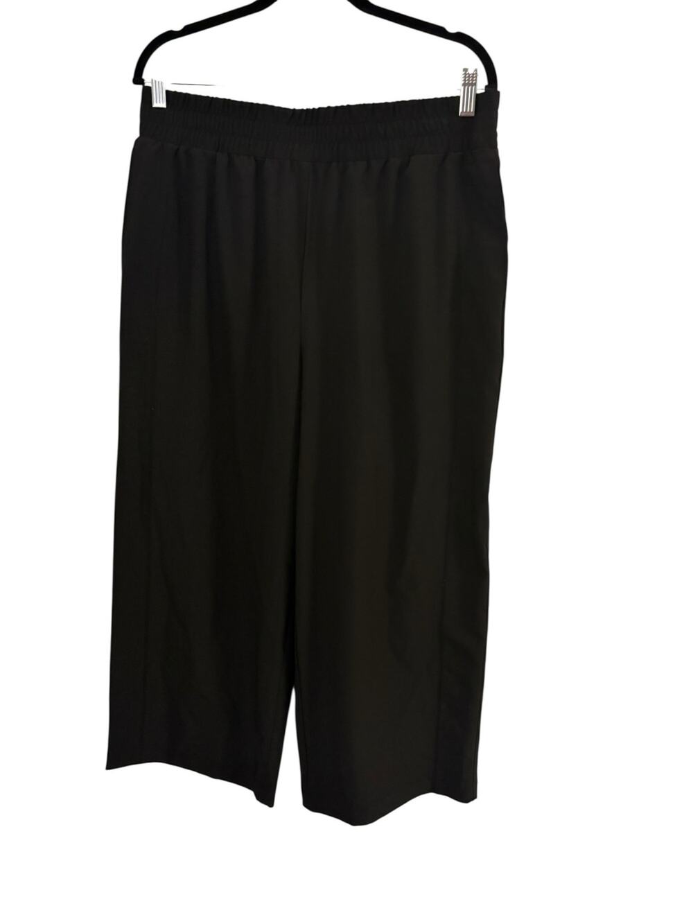 Cynthia Rowley Black Flowy Ankle Pant L Wide Elastic Waist Flowy Office Simple